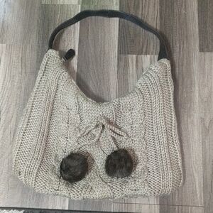 #185.Bath&Body Works Cable Knit Purse Handbag Women Tan.